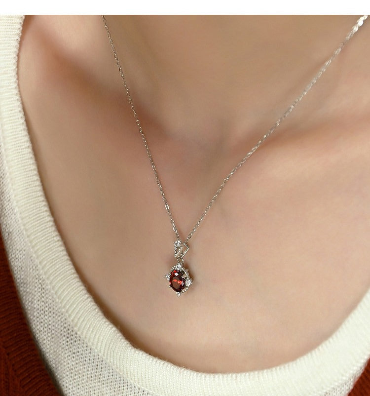  Ornate Crimson Zirconia Pendant S925 Necklace - friendship necklace gift from Bestie Keepsake