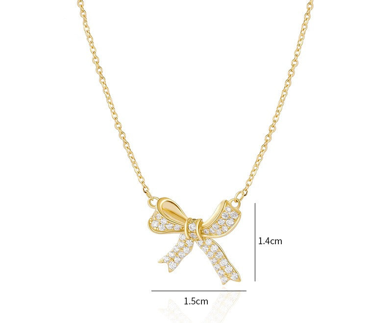  Sparkling Bow Cubic Zirconia Necklace - friendship necklace gift from Bestie Keepsake