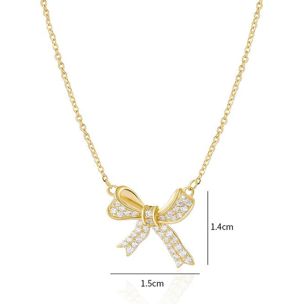  Sparkling Bow Cubic Zirconia Necklace - friendship necklace gift from Bestie Keepsake