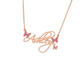  Butterfly Script Name Necklace Stainless Steel - friendship necklace gift from Bestie Keepsake