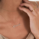  Cursive Script Name Necklace with Sparkling Accent in S925 Sterling Silver - friendship necklace gift from Bestie Keepsake