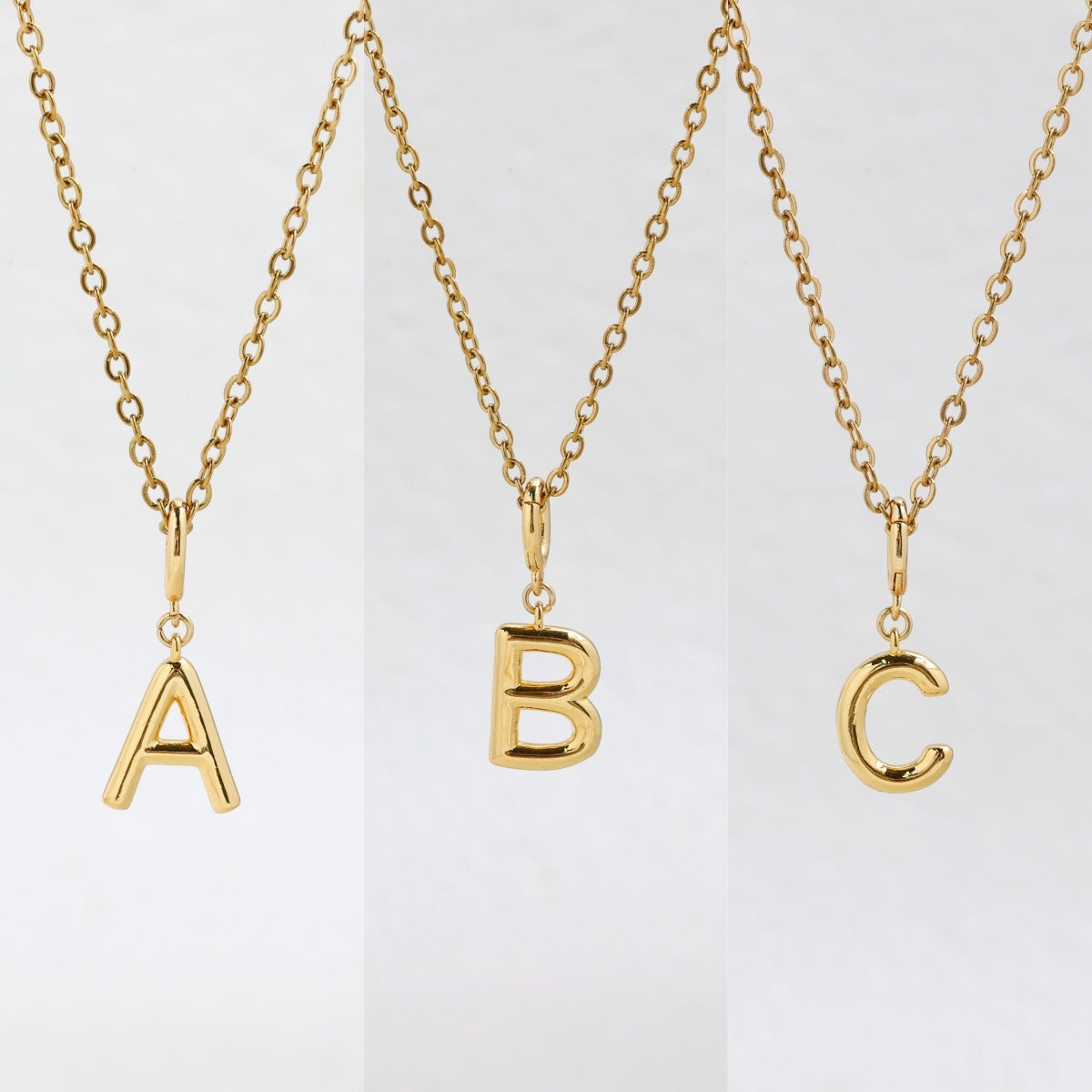  Polished Initial Pendant Necklace 18K Gold Plated - friendship necklace gift from Bestie Keepsake