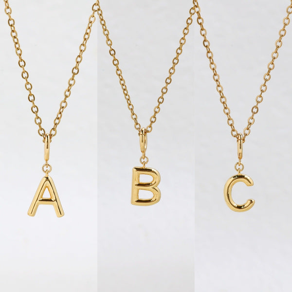  Polished Initial Pendant Necklace 18K Gold Plated - friendship necklace gift from Bestie Keepsake