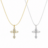  Ornate Petal Cross Pendant Necklace with Mother of Pearl - friendship necklace gift from Bestie Keepsake