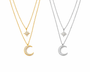  Star and Crescent Moon Layered Necklace in Brass - friendship necklace gift from Bestie Keepsake