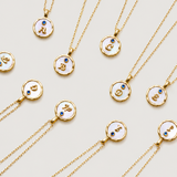  Mother of Pearl Initial Pendant Necklace in K-Gold Finish - friendship necklace gift from Bestie Keepsake
