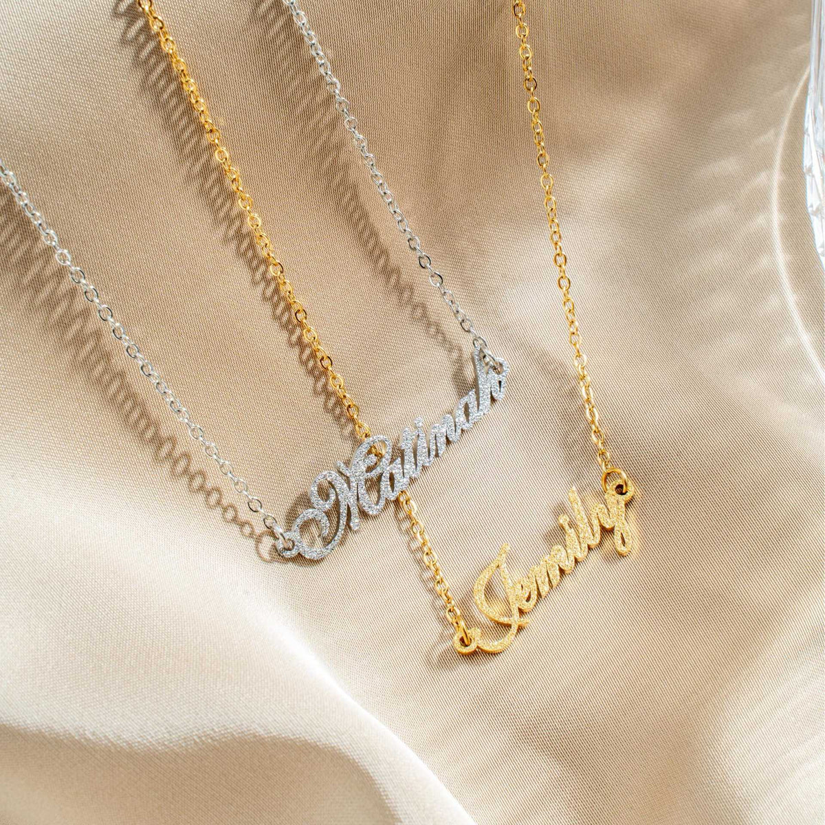  Frosted Script Name Necklace Stainless Steel - friendship necklace gift from Bestie Keepsake