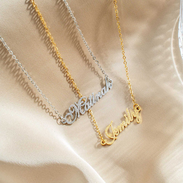  Frosted Script Name Necklace Stainless Steel - friendship necklace gift from Bestie Keepsake