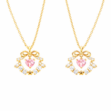  Sparkling Ribbon Heart Wreath Necklace - friendship necklace gift from Bestie Keepsake