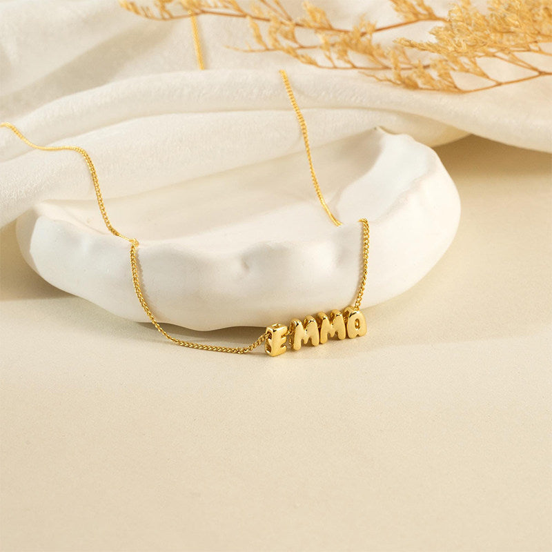  3D Bubble Initial Necklace Gold Alloy - friendship necklace gift from Bestie Keepsake