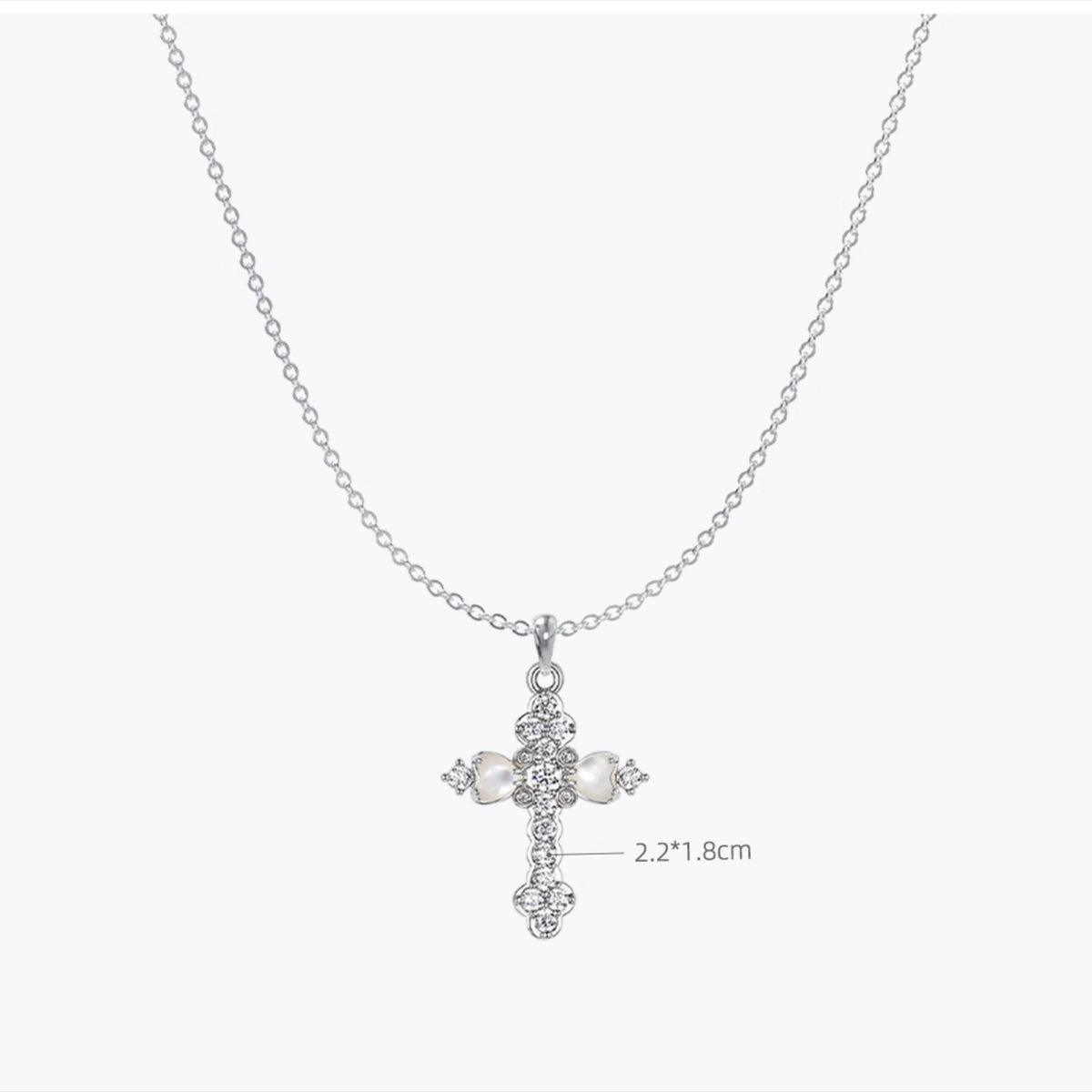  Ornate Petal Cross Pendant Necklace with Mother of Pearl - friendship necklace gift from Bestie Keepsake