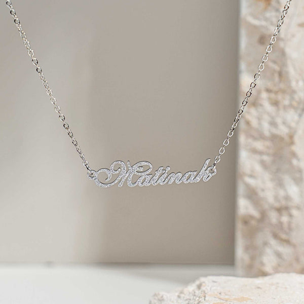  Frosted Script Name Necklace Stainless Steel - friendship necklace gift from Bestie Keepsake