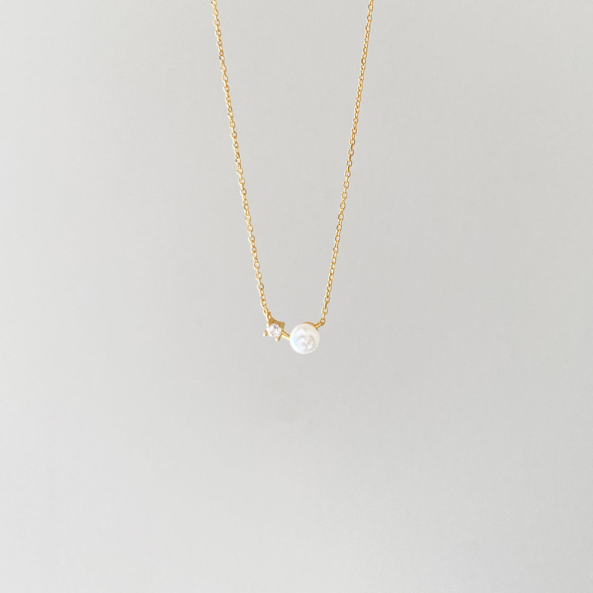  Dainty Pearl & Zirconia 925 Sterling Silver Necklace - friendship necklace gift from Bestie Keepsake