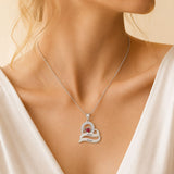  Ornate Double Heart Name Pendant Necklace with Birthstone - friendship necklace gift from Bestie Keepsake