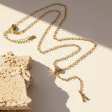  Initial Crystal Lariat Necklace in Gold Finish - friendship necklace gift from Bestie Keepsake