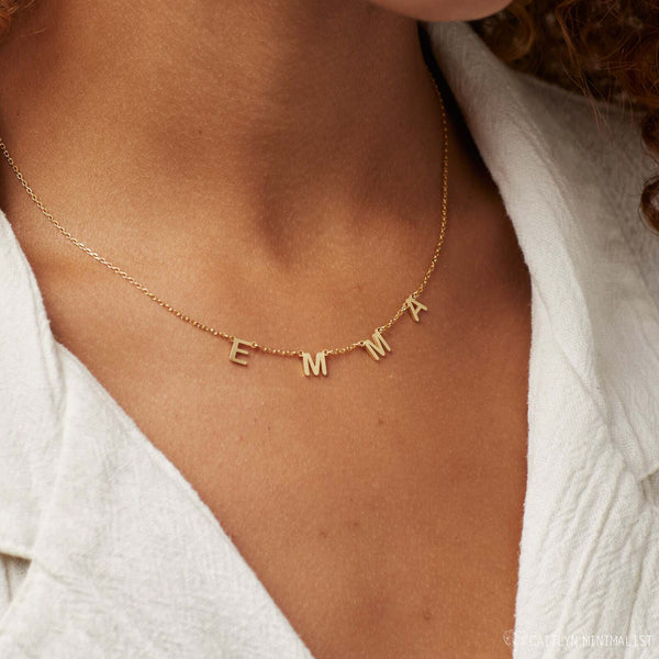  Custom Initial Floating Name Necklace 925 Sterling Silver - friendship necklace gift from Bestie Keepsake