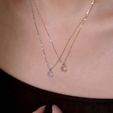 Sparkling Pave Crescent Moon Necklace in Sterling Silver - friendship necklace gift from Bestie Keepsake