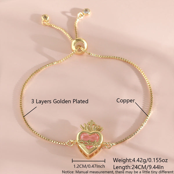  Ornate Pink Heart Slider Bracelet - friendship necklace gift from Bestie Keepsake
