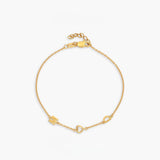 Dainty Initial & Heart Stone Bracelet in 18K Gold Plated S925 Silver - friendship necklace gift from Bestie Keepsake