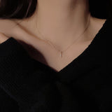  Pave Slender Bar Necklace in 925 Sterling Silver - friendship necklace gift from Bestie Keepsake