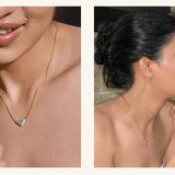  Delta Geometric Triangle Necklace with Stone Inlay - friendship necklace gift from Bestie Keepsake