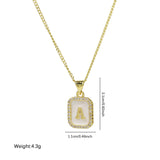  Iridescent Initial Rectangular Pendant Necklace - friendship necklace gift from Bestie Keepsake