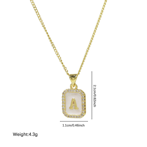  Iridescent Initial Rectangular Pendant Necklace - friendship necklace gift from Bestie Keepsake