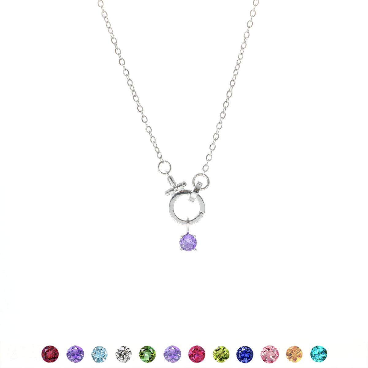  Birthstone Charm Toggle Necklace with 18K Gold Finish - friendship necklace gift from Bestie Keepsake