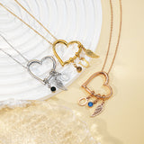  Open Heart Initial and Birthstone Necklace Stainless Steel - friendship necklace gift from Bestie Keepsake