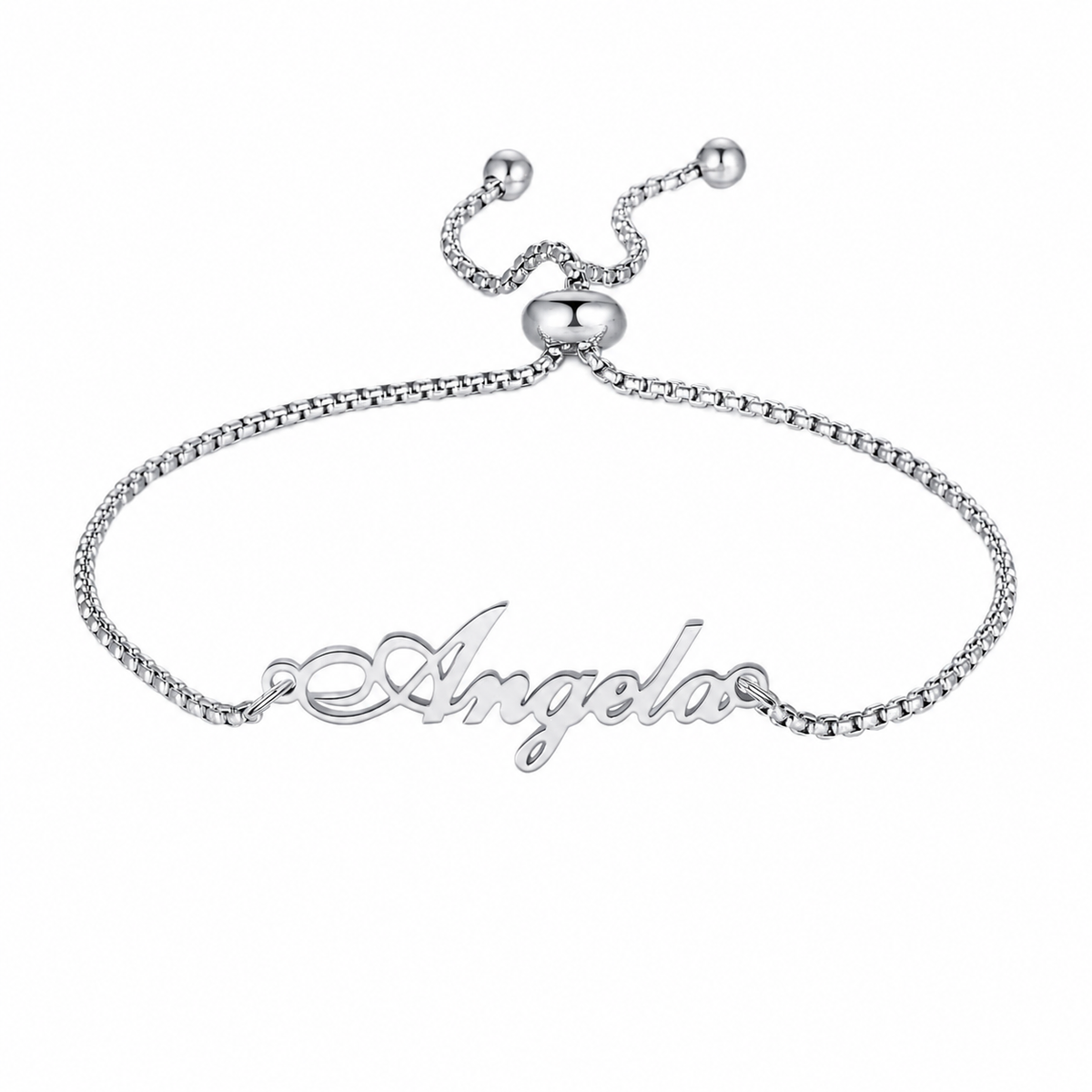  Script Name Adjustable Bolo Bracelet in Stainless Steel - friendship necklace gift from Bestie Keepsake