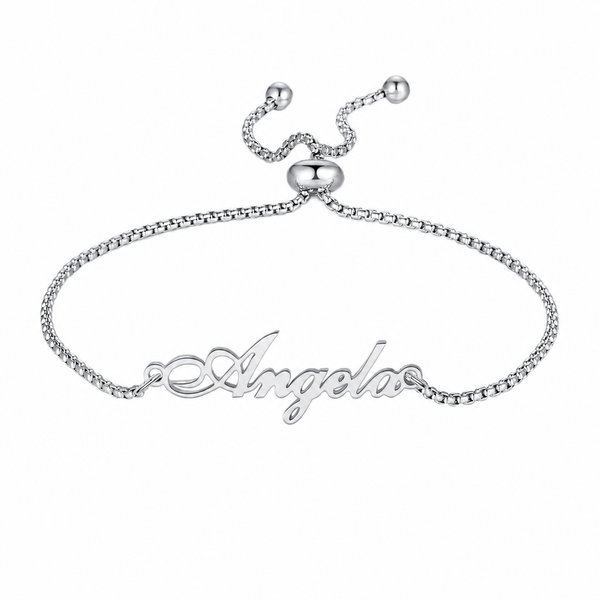  Script Name Adjustable Bolo Bracelet in Stainless Steel - friendship necklace gift from Bestie Keepsake