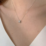  Pave Cylinder Pendant Necklace Sterling Silver - friendship necklace gift from Bestie Keepsake