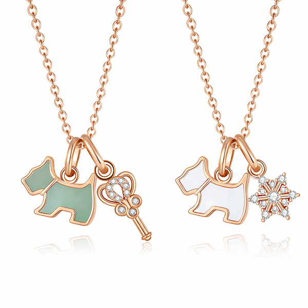  Playful Scottie Dog Charm Necklace in 18K Rose Gold over Sterling Silver - friendship necklace gift from Bestie Keepsake