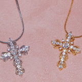  Ornate Zirconia Cross Pendant Necklace - friendship necklace gift from Bestie Keepsake