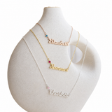  Personalized Script Name & Birthstone Necklace in Stainless Steel - friendship necklace gift from Bestie Keepsake