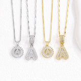  Baguette Zircon Initial Letter Pendant Necklace - friendship necklace gift from Bestie Keepsake