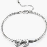  Heart Charm Snake Chain Bracelet in Stainless Steel - friendship necklace gift from Bestie Keepsake