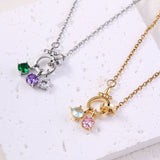  Birthstone Charm Toggle Necklace with 18K Gold Finish - friendship necklace gift from Bestie Keepsake