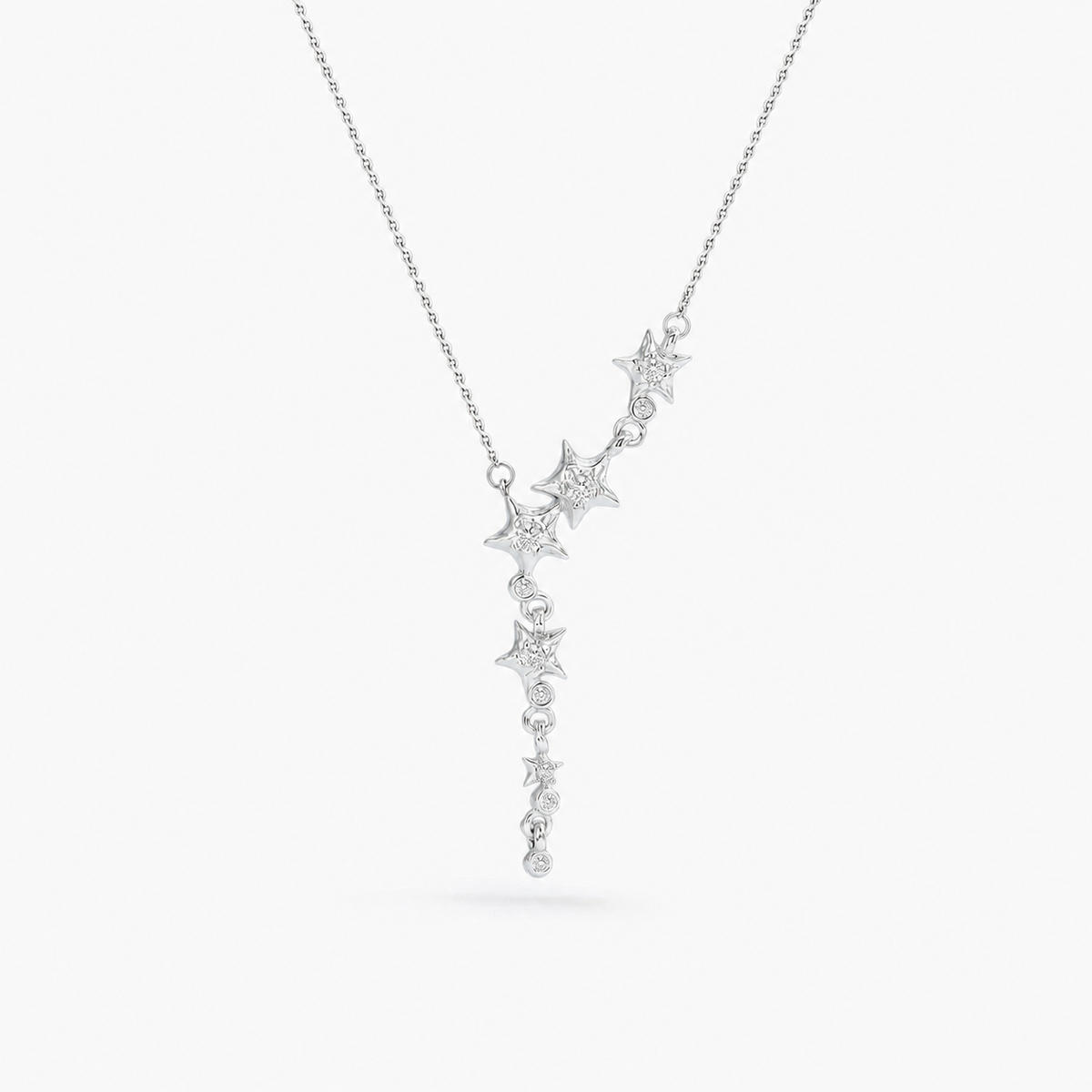  Asymmetrical Star Charm Y-Necklace with Cubic Zirconia - friendship necklace gift from Bestie Keepsake