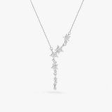  Asymmetrical Star Charm Y-Necklace with Cubic Zirconia - friendship necklace gift from Bestie Keepsake