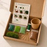 Classic green beaded hanging plant DIY kit packaging and materials