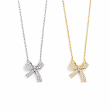  Sparkling Bow Cubic Zirconia Necklace - friendship necklace gift from Bestie Keepsake
