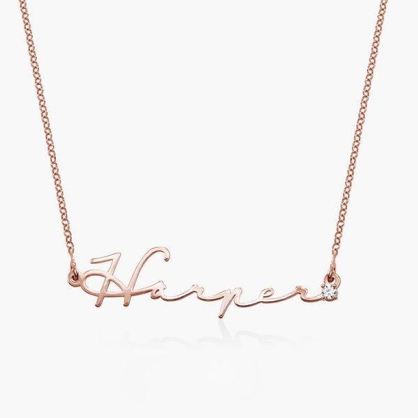  Cursive Script Name Necklace with Sparkling Accent in S925 Sterling Silver - friendship necklace gift from Bestie Keepsake
