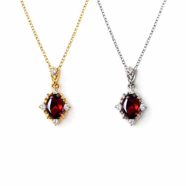  Ornate Crimson Zirconia Pendant S925 Necklace - friendship necklace gift from Bestie Keepsake