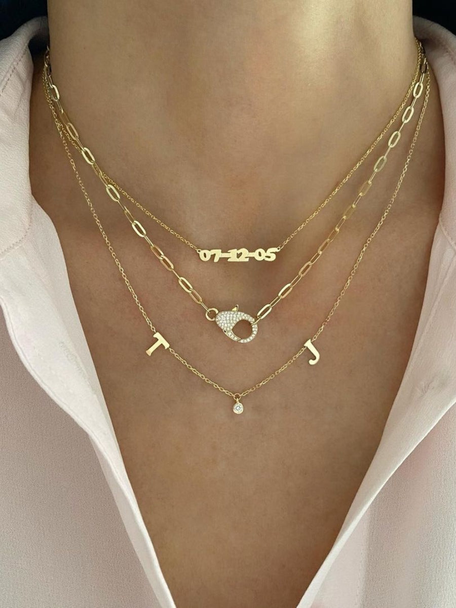  Ornate Lobster Clasp Pendant Bamboo Link Necklace in S925 Silver - friendship necklace gift from Bestie Keepsake