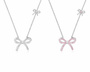  Dainty Pave Bow Ribbon Necklace in Sterling Silver - friendship necklace gift from Bestie Keepsake