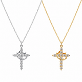  Ornate Crown Cross Spinning Ring Necklace - friendship necklace gift from Bestie Keepsake