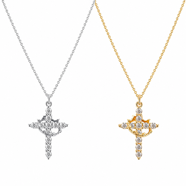  Ornate Crown Cross Spinning Ring Necklace - friendship necklace gift from Bestie Keepsake