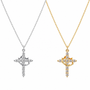  Ornate Crown Cross Spinning Ring Necklace - friendship necklace gift from Bestie Keepsake