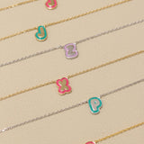  Bubble Initial Enamel Necklace in 925 Sterling Silver - friendship necklace gift from Bestie Keepsake